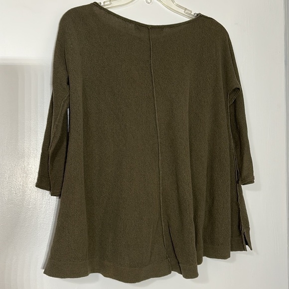 Sparrow Anthro Olive Green woven a line essential basic 3/4 sleeve top medium - Picture 8 of 10